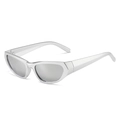 Lunettes de soleil de sport futuristes argentées avec verres miroir et monture galbée - Monture Argent Verres Miroir Blanc