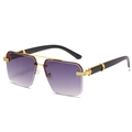 Irregular rimless sunglasses with purple gradient lenses and dark wood grain temples - Gold Frame Gradient Gray Lens