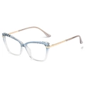 Cat-eye TR90 anti-blue light glasses with gradient blue frame and gold metal temples - Gradient Blue Frame