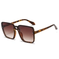 Fashion square oversized sunglasses in tortoiseshell frame with brown gradient lenses - Leopard Frame Gradient Brown Lens