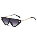 Fashion small frame cat eye sunglasses with gold arrow detail and gray gradient lenses - Black Frame Gradient Grey Lens