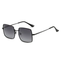 Women's square metal sunglasses with black frame and grey gradient polarized lenses - Black Frame Gradient Grey