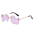 Lunettes de soleil sans monture avec verres violets géométriques et cadre doré - Verres violet clair avec monture dorée standard