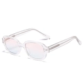 Occhiali da sole squadrati con montatura trasparente e lenti sfumate rosa e blu trendy - Montatura Trasparente Lenti Rosa Blu