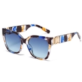 Occhiali da sole quadrati oversize con montatura a mosaico e lenti blu sfumate - Montatura Floreale Blu Lenti Blu Sfumate