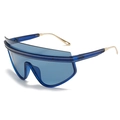 Lunettes de soleil oversize avec verres bleu foncé et branches en métal doré - Monture Bleue / Verres Bleus