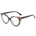 Cat-eye TR90 eyeglasses with tortoiseshell and black frame for anti-blue light use - Black Leopard