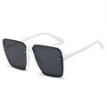 Lunettes de soleil carrées sans monture avec branches blanches et verres noirs - Standard (incluant facture TVA 13 %) monture blanche verres gris complet