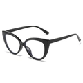 Stylish cat-eye black frame glasses with anti-blue light lenses in a 45-degree angle view - Glossy Black Frame