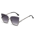 Occhiali da sole cat eye senza montatura con lenti sfumate e bordi in metallo sagomati - Montatura Gunmetal Lenti Grigio Sfumato