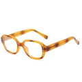Occhiali da sole quadrati vintage color ambra con borchie argentate e montatura spessa - Montatura Tartarugata Lenti Trasparenti