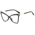 Occhiali anti luce blu TR90 neri cat-eye con eleganti stanghette in metallo dorato - Montatura nero lucido