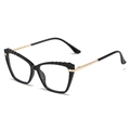 Cat eye TR90 glasses frame in glossy black and gold metal legs for women - Black Frame