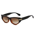 Occhiali da sole cat eye montatura nera e tartarugata con lenti sfumate marroni - Leopardo Nero / Marrone Sfumato