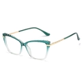Cat eye blue light glasses with green gradient frame and golden metal temples - Gradient Green Frame