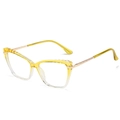 Cat eye glasses frames with yellow gradient transparency and light gold metal temples - Gradient Yellow Frame