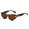 Lunettes de soleil œil-de-chat rétro avec monture écaille foncée et détails dorés - Régulier (incl. TVA 13 %) monture léopard verres thé