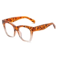 Retro Brille mit quadratischem Rahmen, Schildpatt-Verlauf und Blaulichtfilter für Damen - Gelb Schildpatt zu Tee Farbe Verlauf Rahmen