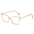 Cat eye glasses featuring transparent champagne TR90 frames and gold metal temples - Transparent Pink