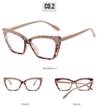 Cat eye glasses frame with leopard print front and matte beige temples shown in multi-angles - Pink Top Tortoiseshell Bottom Frame