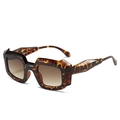 Chic square sunglasses featuring tortoiseshell frames and gradient brown lenses - Leopard Frame Gradient Brown Lens