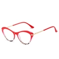 Occhiali cat-eye rossi e tartarugati con sottili stanghette in metallo dorato da donna - Montatura rossa e tartarugata