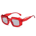 Lunettes de soleil géométriques rouge transparent à verres gris pour style d'été - Régulier (incl. TVA 13 %) monture rouge verres gris