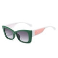 Cat eye sunglasses with dark green frame, white temples and pink cracked texture accent - Standard Green Frame Grey Lenses (Incl. 13% VAT)