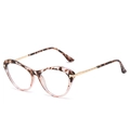 Women's cat eye blue light blocking glasses with tortoiseshell frame and gold metal temples - Standard Leopard Top & Tea Bottom Frames