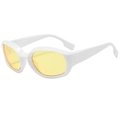 Futuristic white frame sunglasses with yellow lenses for a sporty millennial style - White Frame Yellow Lens