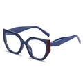 Montatura per occhiali cat-eye in blu scuro e rosso scuro con design bicolore - Montatura Blu