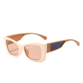 Cat eye sunglasses in cream white and brown frame with blue marble texture temples - Off-White Frame with Light Tea Lenses (Incl. 13% VAT)