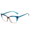 Cat-eye TR90 blue light glasses frame with dark blue and amber tortoiseshell gradient finish - Blue Tea Frame