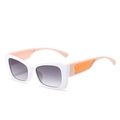 Chic rectangle cat eye sunglasses with white frame and pink patterned temples - White Frame with Double Grey Lenses (Incl. 13% VAT)