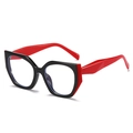 Montatura per occhiali cat eye bicolore nero e rosso con lenti anti luce blu da donna - Montatura Nero e Rosso