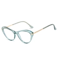 Women's cat eye blue light glasses with transparent teal frames and gold metal temples - Regular (Incl. 13% VAT) Gray-Blue Frame