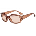 Retro futuristic oval sunglasses with translucent brown frames and UV lenses - Tea Frame Tea Lens