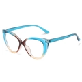 Cat eye glasses frame with blue and brown gradient finish for women, TR90 material - Blue Tea Frame