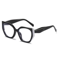 Cat eye glasses frames with fashionable black and white color blocking design - White Frame Black