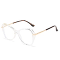 Chic cat-eye blue light blocking glasses with transparent frames and gold chain temples - Transparent Frame