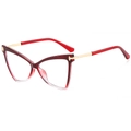 Montatura cat-eye TR90 sfumata rosso e trasparente con aste in metallo dorato - Rosso Sfumato