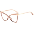 Montatura cat-eye in TR90 ambra traslucida con eleganti stanghette in metallo dorato - Montatura Tè Chiaro