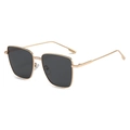 Eleganti occhiali da sole quadrati in metallo dorato da donna con lenti grigio scuro - Montatura Oro Lenti Grigie