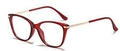 Occhiali cat eye in TR90 rosso con stanghette in metallo dorato da donna - Rosso