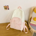 Zaino dolce a pois con fiocchi rosa e tasche laterali con coulisse per studenti - Rosa