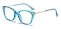 Monture de lunettes œil de chat bleu transparent avec branches en métal doré - Standard monture bleue