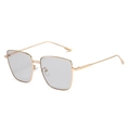Square gold metal frame sunglasses with light gray gradient lenses for a trendy look - Gold Frame White Silver Mirror Lens