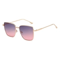 Fashionable square metal sunglasses with gold frame and purple pink gradient lenses - Gold Frame Gray Pink Lens