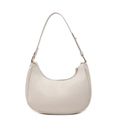 Bolso de hombro media luna blanco crema minimalista con correa ajustable y detalles dorados - Blanco Roto