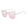 Chic square rose gold metal sunglasses with stylish pink gradient lenses for women - Rose Gold Frame White Pink Lens